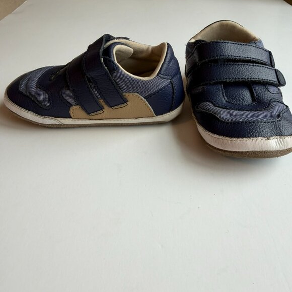 3/$15 | Baby Walking Shoes 12-18M Size 5 Robeez Mixed Blue Leathers and Tan - Picture 4 of 11